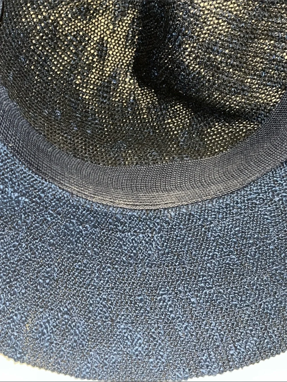 Marcus Adler Women’s Navy Straw like Wide-Brim Hat Gold Chain Trim